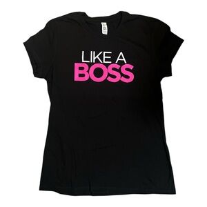 Black 'Like A Boss' fitted Graphic Tee Shirt